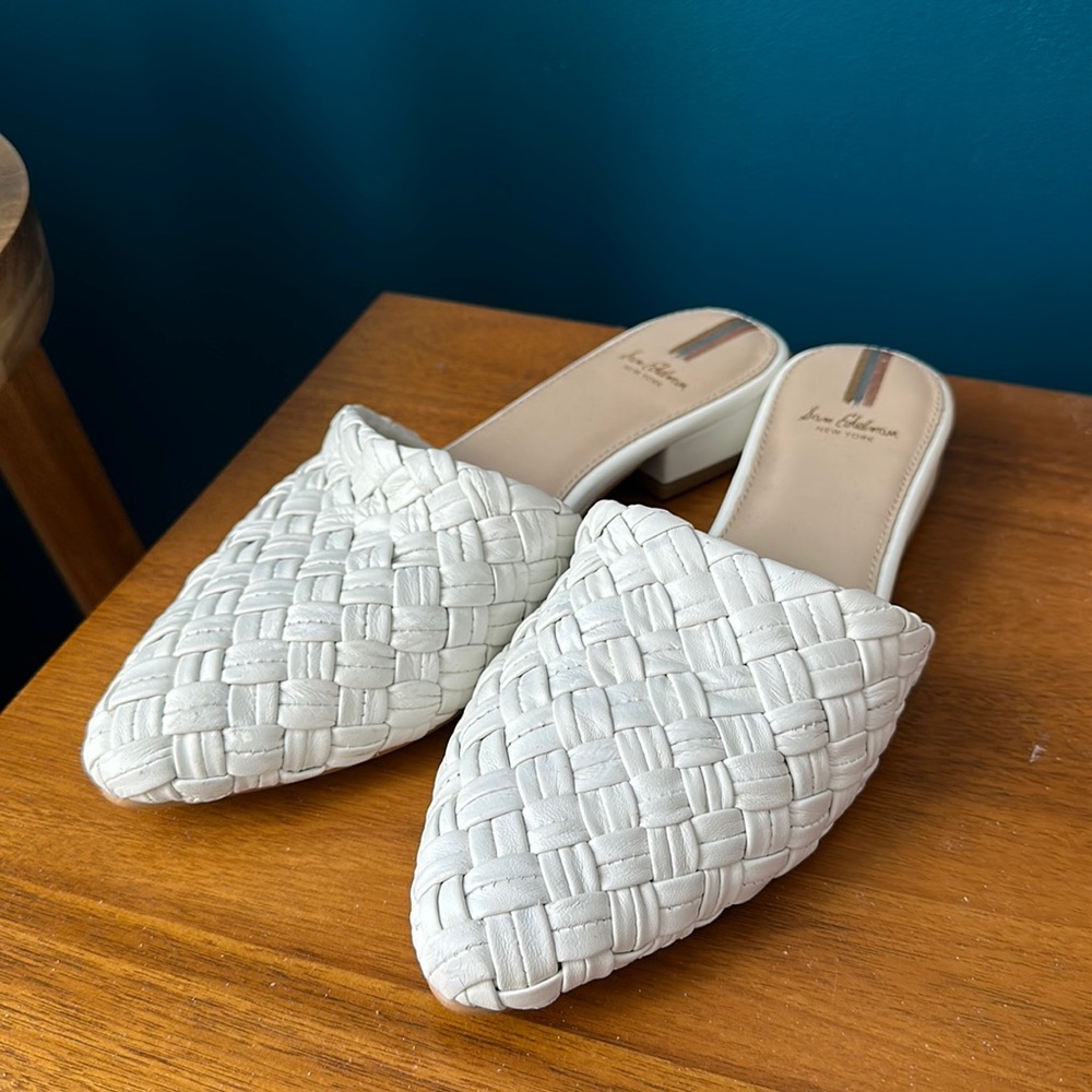 Sam Edelman Page Mules in Bright White Leather